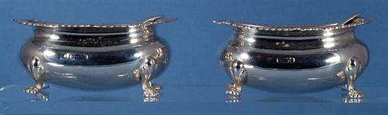 A pair of Victorian silver circular bun salts, 7.8oz/244 grams.